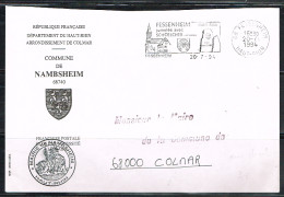 PO-BO L 10 - FRANCE Flamme Illustrée De FESSENHEIM Sur Lettre En Franchise Postale De La Mairie De NAMBSHEIM 1994 - Maschinenstempel (Werbestempel)