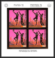 85741 N°613 B Basket Montreal 1976 Jeux Olympiques Olympic Games Sénégal OR Gold ** MNH Bloc 4 Non Dentelé Imperf - Basketball