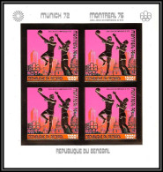 85741 N°613 B Basket Montreal 1976 Jeux Olympiques Olympic Games Sénégal OR Gold ** MNH Bloc 4 Non Dentelé Imperf - Basketbal