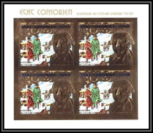 85739 N°264 B USA Bi-centennial Washington 1976 Comores Etat Comorien OR Gold Stamps ** MNH BLOC 4 Non Dentelé Imperf - Indipendenza Stati Uniti