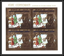 85739 N°264 B USA Bi-centennial Washington 1976 Comores Etat Comorien OR Gold Stamps ** MNH BLOC 4 Non Dentelé Imperf - Unabhängigkeit USA