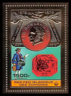 85736b N°501 A Rowland Hill 1978 Penny Black Islamique Comores Comoros Timbres OR Gold Stamps UPU ** MNH - Comores (1975-...)