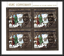 85738 N°264 A USA Bi-centennial Washington 1976 Comores Etat Comorien Timbres OR Gold Stamps ** MNH Bloc 4 - Unabhängigkeit USA