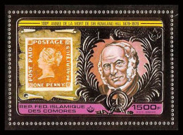 85734b N°199 A Rowland Hill 1978 Penny Black Comores Comoros Timbres OR Gold Stamps UPU ** MNH Stamps On Stamps - Comoros