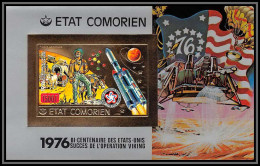 85731a BF N°58 B Bi-centennial USA Espace Space Viking Comores Comoros Etat Comorien OR Gold ** MNH Non Dentelé Imperf - Us Independence
