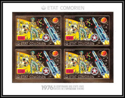 85731 Bloc 4 312 B Bi-centennial USA Espace Space Viking Comores Comoros Etat Comorien OR Gold ** MNH Non Dentelé Imperf - Us Independence