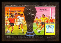 85725e N°182 B Football Soccer Argentina 1978 Rimet Comores Comoros OR Gold Overprint ** MNH Non Dentelé Imperf - Comores (1975-...)