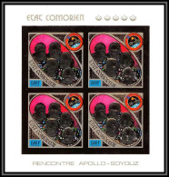 85727 N°255 B Apollo-Soyouz Espace Space 1975 Comores Comoros Etat Comorien OR Gold ** MNH Non Dentelé Imperf BLOC 4 - Comores (1975-...)