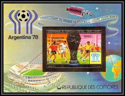 85725b BF N°182 B Football Soccer Argentina 1978 Rimet Comores Comoros OR Gold Overprint ** MNH Non Dentelé Imperf - Komoren (1975-...)