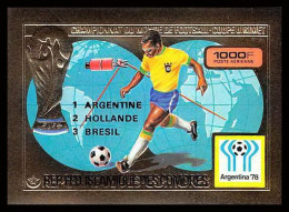 85723cc N°181 B Football Soccer Argentina 1978 Rimet Comores Comoros OR Gold ** MNH Overprint Winners Non Dentelé Imperf - Isole Comore (1975-...)
