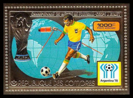 85722b N°391 A Football Soccer Argentina 1978 World Cup Rimet Comores Comoros Timbres OR Gold Stamps ** MNH  - Isole Comore (1975-...)