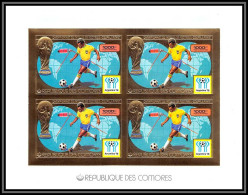 85723 N°391 B Football Soccer Argentina 1978 Rimet Comores Comoros OR Gold Stamps ** MNH Non Dentelé Imperf Bloc 4 - 1978 – Argentina