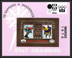85721A BF N°27 B Innsbruck 1976 Jeux Olympiques Olympic Games Comores Etat Comorien OR Gold ** MNH Non Dentelé Imperf - Komoren (1975-...)