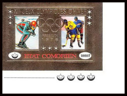 85719b N°273 B Innsbruck 1976 Jeux Olympiques Olympics Hockey Comores Etat Comorien OR Gold MNH Non Dentelé Imperf - Comoros
