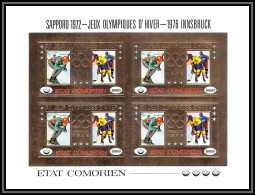 85719 Bloc 4 273 B Innsbruck 1976 Jeux Olympiques Olympics Hockey Comores Etat Comorien OR Gold MNH Non Dentelé Imperf - Hockey (sur Glace)