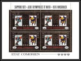 85718 N°273 A Hockey Innsbruck 1976 Jeux Olympiques Olympic Games Comores Etat Comorien OR Gold Stamps ** MNH Bloc 4 - Hockey (Ice)