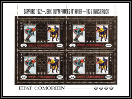 85718 N°273 A Hockey Innsbruck 1976 Jeux Olympiques Olympic Games Comores Etat Comorien OR Gold Stamps ** MNH Bloc 4 - Hiver 1976: Innsbruck