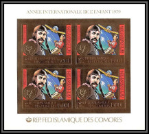 85716b N°560 B Louis Blériot Aviation Aicraft Comores Comoros Timbres OR Gold Stamps Bloc 4 ** MNH Non Dentelé Imperf - Autres & Non Classés
