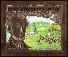 85715b N°38 B 1976 Bi-centennial USA Lincoln Comores Etat Comorien Timbres OR Gold Stamps ** MNH Non Dentelé Imperf - Comoros