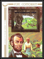 85715 N°38 B 1976 Bi-centennial USA Lincoln Comores Etat Comorien Timbres OR Gold Stamps ** MNH Non Dentelé Imperf - Onafhankelijkheid USA
