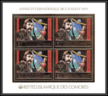 85716 N°560 A Louis Blériot Aviation Aicraft Comores Comoros Timbres OR Gold Stamps Bloc 4 ** MNH CHILD YEAR 1979 - Comores (1975-...)