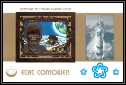 85713a N°67 B 1976 Bi-centennial USA Kennedy Espace Space Comores Etat Comorien OR Gold Non Dentelé Imperf ** MNH - Asia