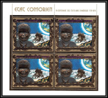 85712 N°323 A 1976 Bi-centennial USA Kennedy Espace Space Comores Etat Comorien Timbres OR Gold Stamps Bloc 4 ** MNH - Azië