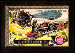 85711b N°64 B Train Locomotive Zepellin UPU Laos Timbres OR Gold Stamps ** MNH Non Dentelé Imperf - Laos