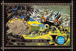 85704b N°61 - 411 Moon Car Espace Space UPU Laos Timbres OR Gold Stamps ** MNH - Laos