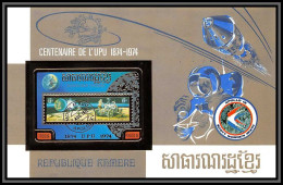 85680 BF N°60 B Espace Space Apollo UPU 74 Bateau Ship Satellite 1974 ** MNH Khmère Cambodia Non Dentelé Imperf OR Gold - Cambodja