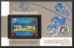 85679 Bloc N°60 A Espace (space) Apollo Moon UPU 74 Bateau Ship Satellite 1974 ** MNH Khmère Cambodia Cambodge OR Gold - U.P.U.