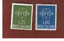 ITALIA REPUBBLICA - UN. 877.878 -   1959  EUROPA  (SERIE COMPLETA DI 2)   -  NUOVI ** (MINT) - 1946-60: Nieuw/plakker