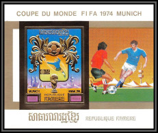 85672 Mi Bloc BF N°104 B Munich 74 1974 Football Soccer Khmère Cambodia Cambodge ** MNH OR Gold Non Dentelé Imperf - 1974 – West Germany
