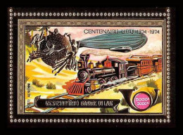 85710a Timbre N°64 A Train Locomotive Zepellin UPU Laos Timbres OR Gold Stamps ** MNH RR - Laos