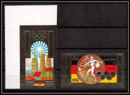 85667e N°351/352 B Jeux Olympiques Olympic Games Munich 72 Khmère Cambodia Cambodge ** MNH OR Gold Non Dentelés Imperf - Summer 1972: Munich