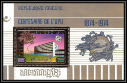 85662 Mi Bloc BF N° 59 A Centenaire De L'UPU 1974 Khmère Cambodia Cambodge ** MNH OR Gold  - U.P.U.