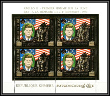 85659 Mi N° 386 A KENNEDY Espace (space) 1974 Apollo 11 Khmère Cambodia Cambodge ** MNH OR Gold Cote 480 Euros - Cambodja