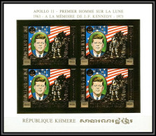 85658 Mi N° 386 B KENNEDY Espace (space) 1974 Apollo 11 Khmère Cambodia Cambodge ** MNH OR Gold Non Dentelés Imperf RRR - Kambodscha