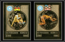 85655c Mi 368/369 B Jeux Olympiques Olympic Games Munich 72 Khmère Cambodia Cambodge ** MNH OR Gold Non Dentelé Imperf - Sommer 1972: München