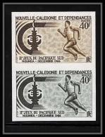 85457 N°334 Paire Course Running Nouvelle Calédonie Essai Color Proof Non Dentelé Imperf ** MNH Paire - Imperforates, Proofs & Errors