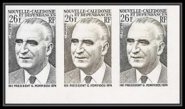 85455 N°396 Bande 3 President Pompidou Nouvelle Calédonie Essai Color Proof Non Dentelé Imperf ** MNH  - Non Dentelés, épreuves & Variétés