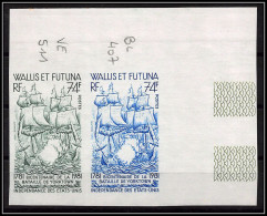 85437 N°278 Paire Bateau Ship Yorktown Independance Usa Wallis Et Futuna Essai Color Proof Non Dentelé Imperf ** - Onafhankelijkheid USA