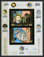 85657 BF N° 37 B KENNEDY Espace (space) 1974 Apollo 11 Khmère Cambodia Cambodge ** MNH OR Gold Non Dentelés Imperf RRR - Azië