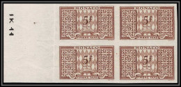 85305b/ Monaco Taxe N°36 5f Marron ND Non Dentelé Imperf ** Mnh Bloc 4 - Postage Due