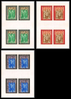 85039 N°214/216 Retable Chapelle St Jean De Caselles Church Cote 280 Bloc 4 Non Dentelé Imperf ** MNH Andorre Andorra  - Unused Stamps