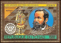 85919b/ N°204 A Echecs Chess Wilhelm Steinitz Rotary 1982 Tchad OR Gold Stamps ** MNH Overprint Surchargé - Chess