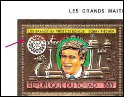 85912b/ N°1029 BA Echecs Chess Bobby Fischer Rotary 1982 Tchad OR Gold Stamps ** MNH Overprint In Red Cote 150 RR - Tsjaad (1960-...)