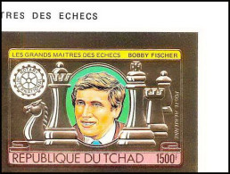 85911b/ N°951 B Echecs Chess Bobby Fischer Rotary 1982 Tchad OR Gold Stamps ** MNH Non Dentelé Imperf - Schaken