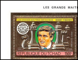 85910b/ N°951 A Echecs Chess Bobby Fischer Rotary 1982 Tchad OR Gold Stamps ** MNH  - Tsjaad (1960-...)