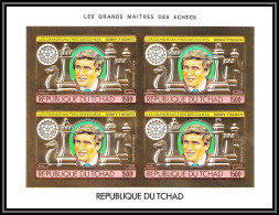 85911/ N°951 B Echecs Chess Bobby Fischer Rotary 1982 Tchad OR Gold Stamps ** MNH BLOC 4 Non Dentelé Imperf - Schach